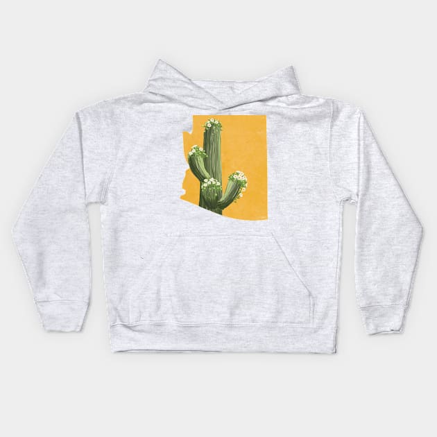 Arizona Saguaro Cactus Blossom Kids Hoodie by Lavenderbuttons